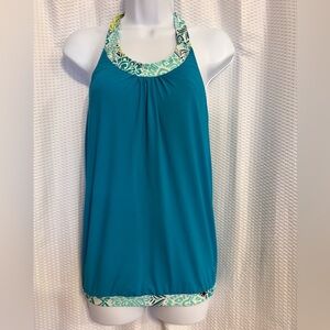 Hapari turquoise blue long tankini swim top size XS